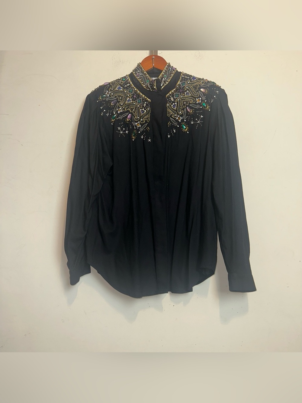Vintage Jarrod’s Blouse Women’s Size 12 Jeweled Beaded Embellishments Western